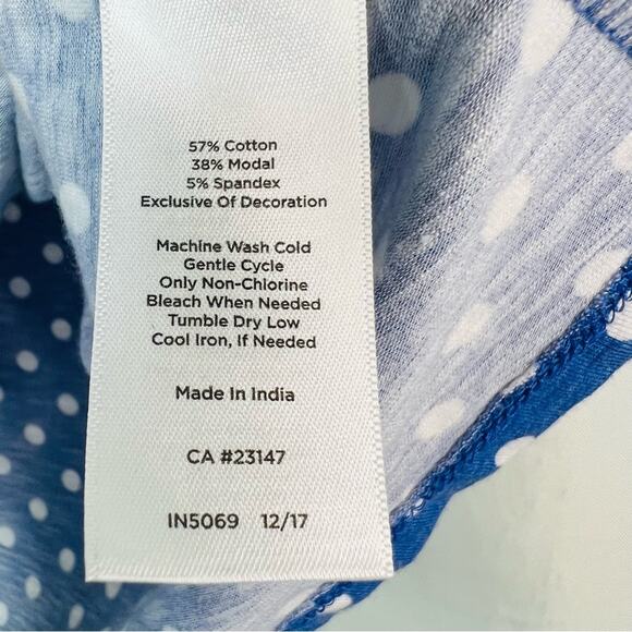Talbots Boat Neck 3/4 Sleeve Polka Dot Knit Top Blue White Medium - Picture 10 of 10
